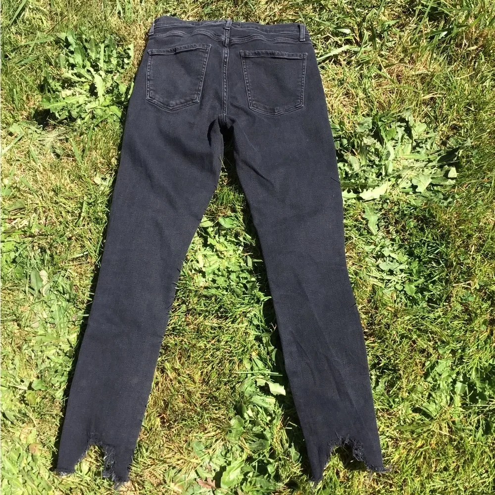 AGOLDE Sophie Mid Rise Black Ankle Skinny‎ Jeans Distressed Hem Denim Size 27